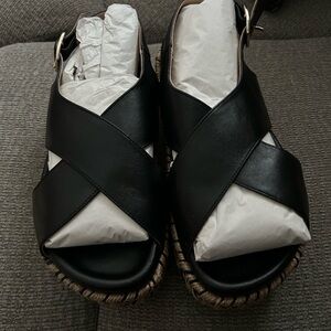 Women's Black Leather Sandals